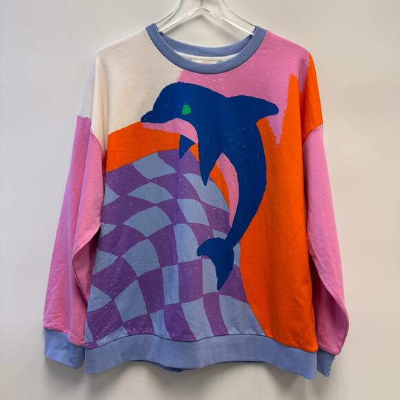 gorman Tops - NWT Gorman Dolphin Flowers Freedom Time Pullover Sweatshirt Sz 12 (M)